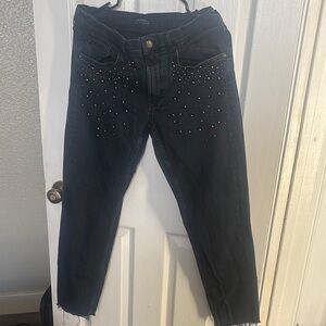 Zara Midrise boyfriend pearl studded jean